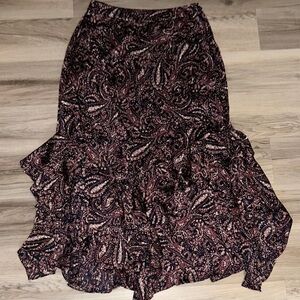 Vince Camuto Black and Pink Paisley maxi Skirt